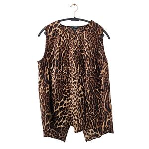 Vintage Lauren Ralph‎ Lauren Animal Print Sleeveless Women's Blouse Size Medium